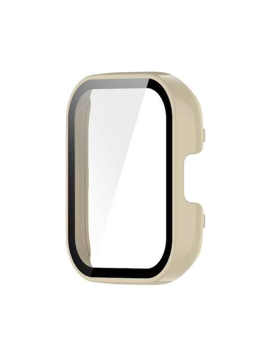 Силиконов Калъф със Стъкло в Бежов цвят за Xiaomi Redmi Watch 3