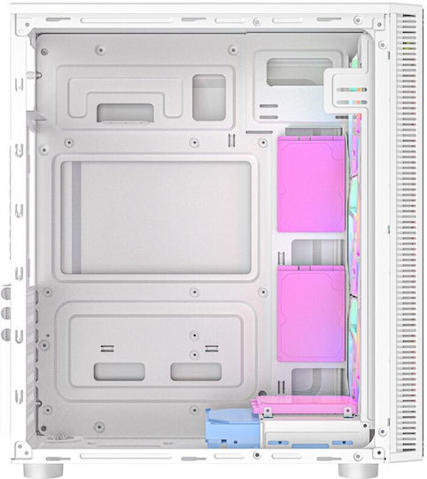 Gembird Fornax 500 Gaming Midi Tower Κουτί Υπολογιστή με Πλαϊνό Παράθυρο και RGB Φωτισμό Λευκό
