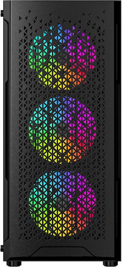 Gembird Fornax 400X Gaming Midi Tower Κουτί Υπολογιστή με Πλαϊνό Παράθυρο και RGB Φωτισμό Μαύρο