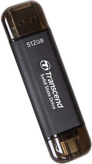 Transcend ESD310C 512GB USB 3.2 SSD Stick with connection USB-A & USB-C Black