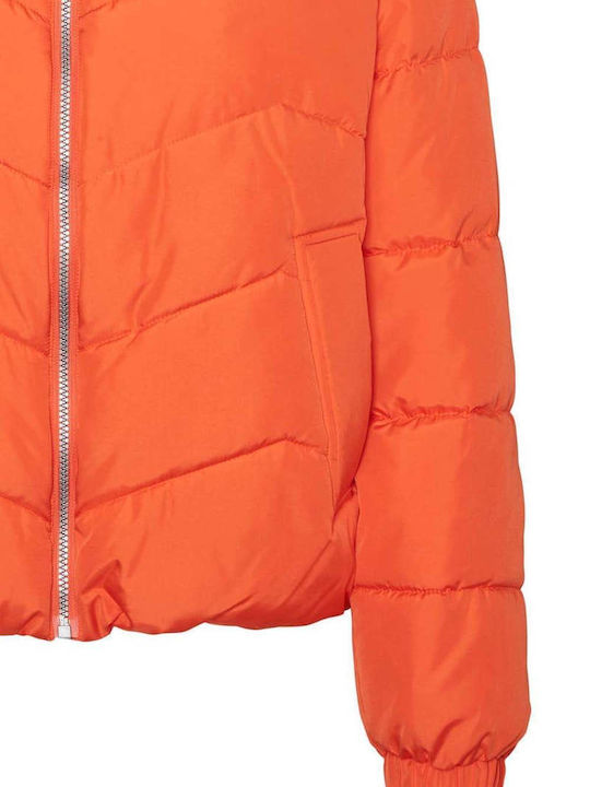 Liga Short Women's Puffer Jacket for Winter Orange