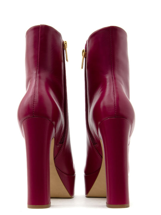 Leather Women's Ankle Boots Fuchsia