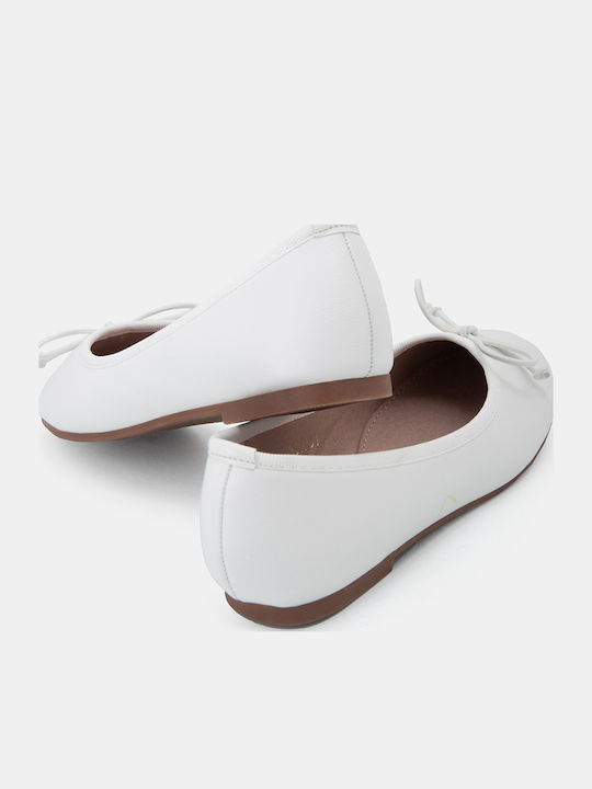 Balerini copii Simple Piele lăcuită Albe