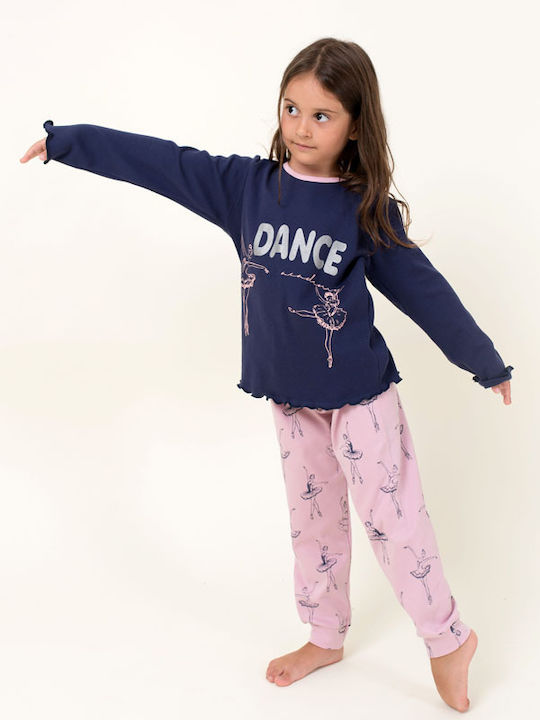 Happy Family Set Top & Bottom Kids Winter Cotton Pyjamas Blue