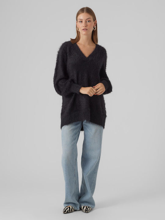 Vero Moda Women's Long Sleeve Sweater with V Neckline Black