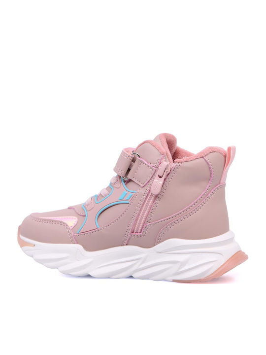 Παιδικά Sneakers High με Σκρατς Ροζ