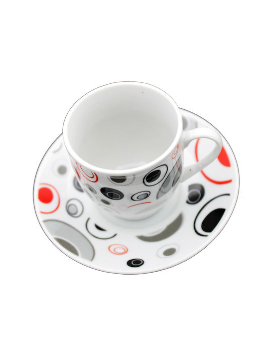 Porcelain Brown Cup Set White 6pcs