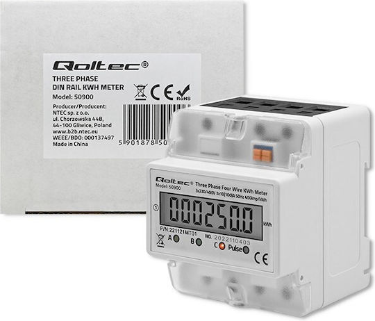 Qoltec Digital Energy Analyzer for Electrical Panel Rail Three-phase 50900
