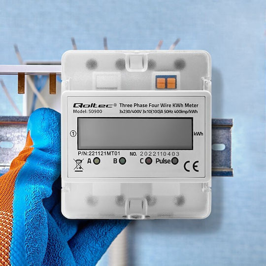 Qoltec Digital Energy Analyzer for Electrical Panel Rail Three-phase 50900