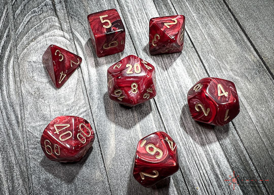 Chessex Dungeons & Dragons Vortex Dice Burgundy/gold
