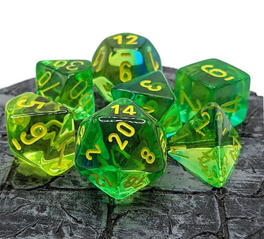 Chessex Dungeons & Dragons Gemini Polyhedral Translucent Grün-Türkis/ Gelb 7-Würfel Set Würfel