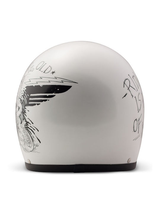 DMD Vintage Oldie White Motorcycle Helmet Jet ECE 22.05