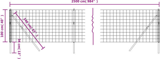 vidaXL Drahtgeflecht Verzinkt mit PVC-Beschichtung Elektrische Gitarren Gray 1x25m