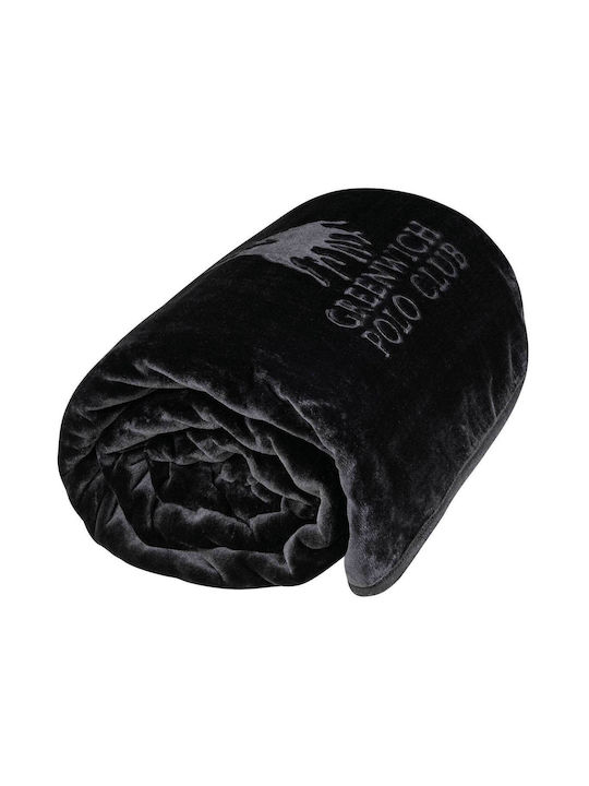 Greenwich Polo Club 3440 Velvet Single Blanket 160x240cm Black