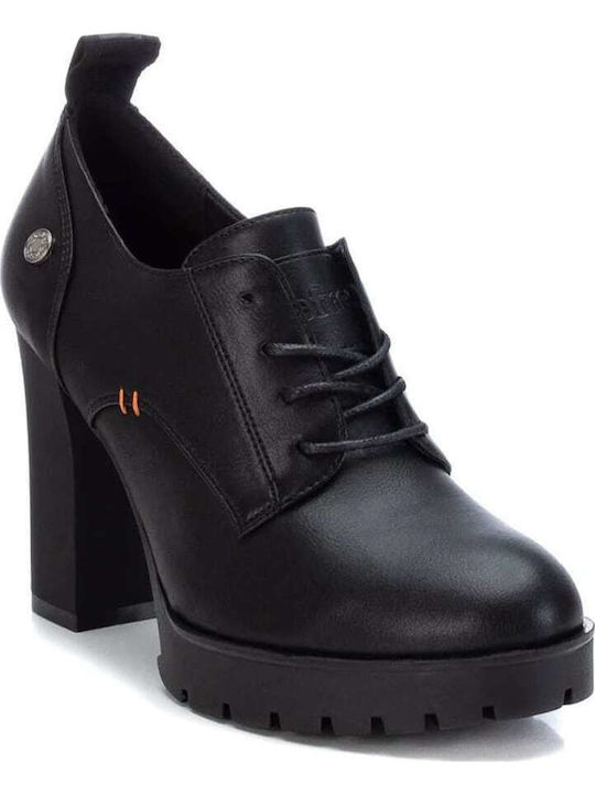 Damen Oxford-Stiefeletten mit hohem Absatz Schwarz
