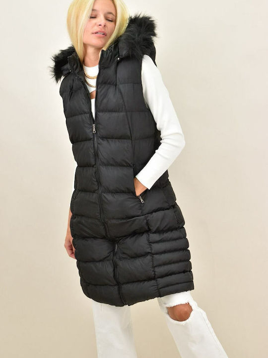 Potre Women's Short Puffer Jacket for Spring or Autumn Black