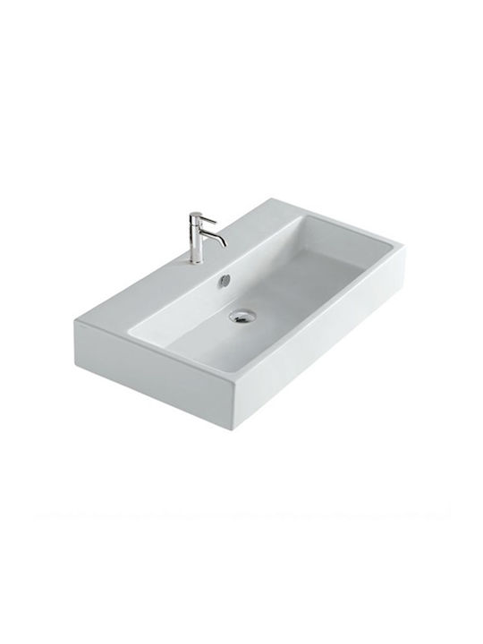 Galassia Επικαθήμενος Νιπτήρας Πορσελάνης 80x48x13cm Λευκός