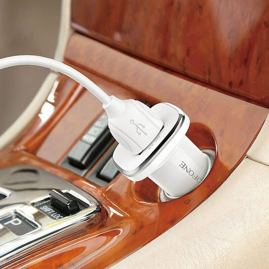 Borofone BZ12A Autoladegerät 18W mit Einer Buchse 1xUSB mit Kabel Typ-C Weißes Farbe
