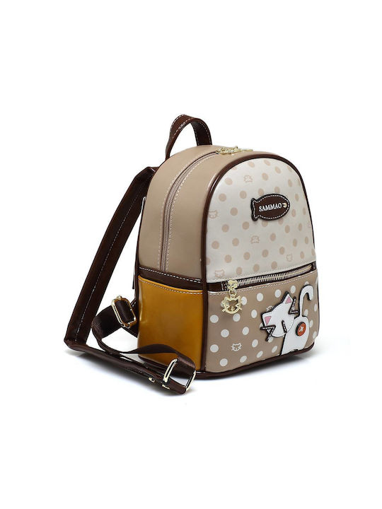 Sammao Women's Bag Backpack Beige