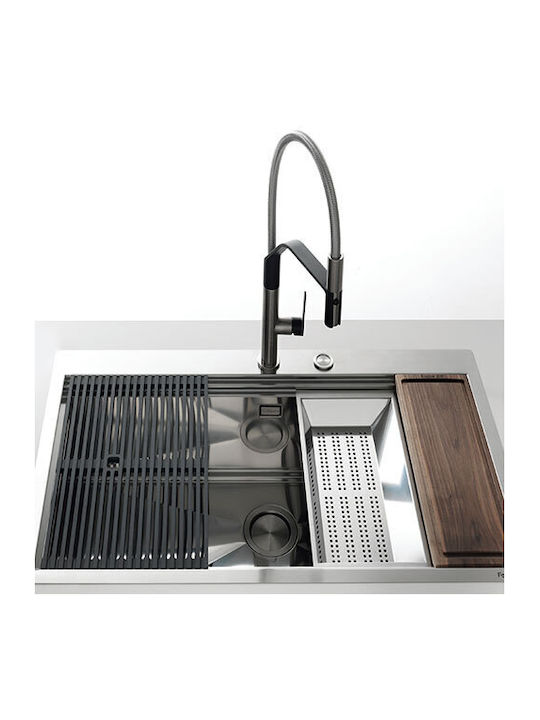 Foster Ένθετος Νεροχύτης Inox Μ80.6xΠ52cm Ασημί