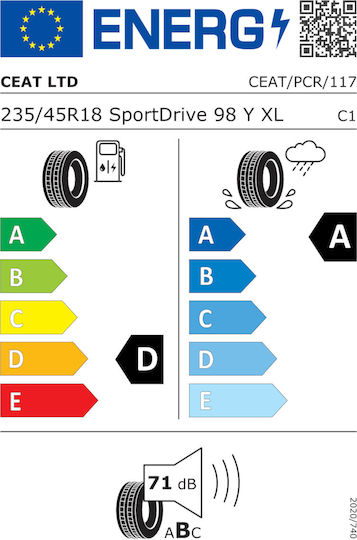 CEAT Sportdrive 235/45R18 98E-Commerce-Website XL Sommerreifen Reifen für Passagier Auto