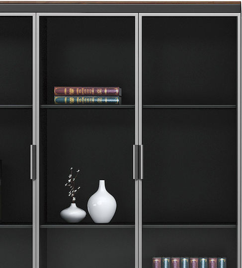 Oscar Office Storage Chipboard Closet with Lock Walnut-carbonate L120xW40xH200cm
