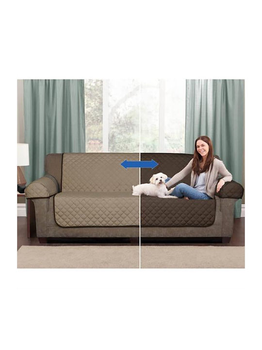 Elastic Cover for Two Seater Sofa Brown 160εκ. 1pcs