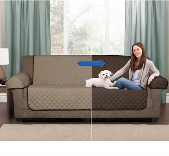 Elastic Cover for Two Seater Sofa Brown 160εκ. 1pcs