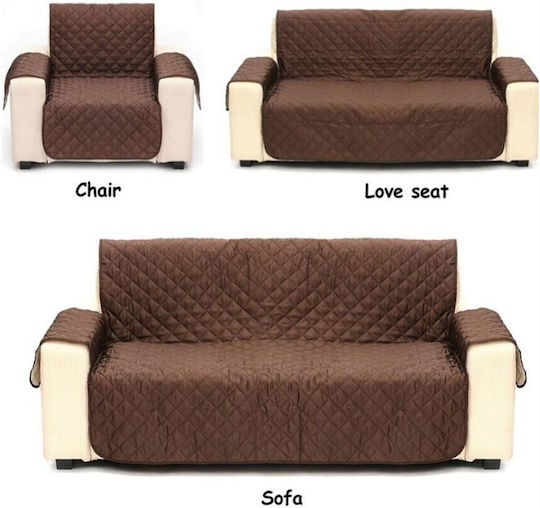 Elastic Cover for Two Seater Sofa Brown 160εκ. 1pcs