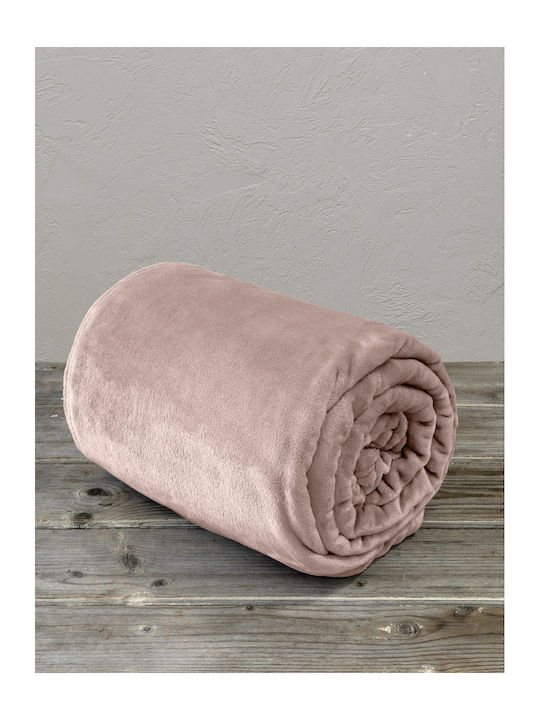 Kocoon Meleg Κουβέρτα Βελουτέ Μονή 150x220εκ. Light Pink