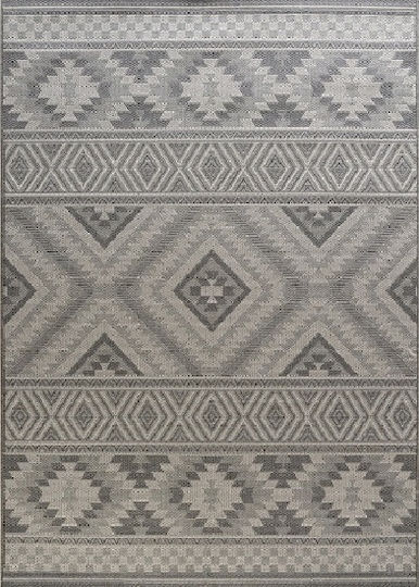 Tzikas Carpets Novo Χαλί Εξωτερικού Χώρου Ορθογώνιο Ψάθινο Μαύρο-ασημί 133x190cm