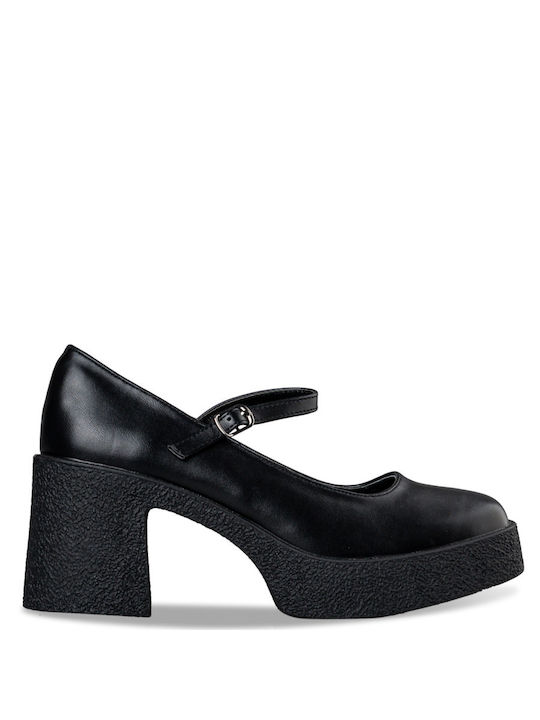 Envie Shoes Black Heels with Strap