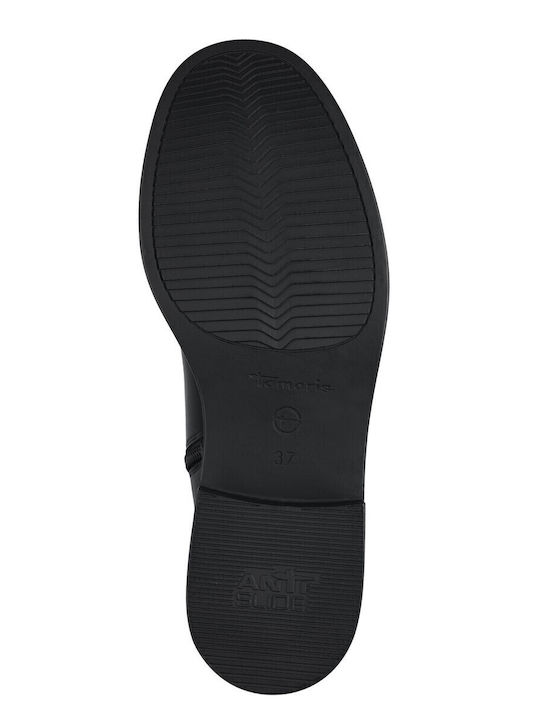 Leather Riding Boots with Zipper / Rubber Black