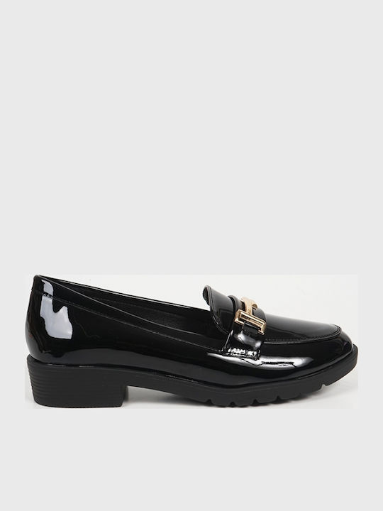 Patent Leather Women's Loafers in Black Color