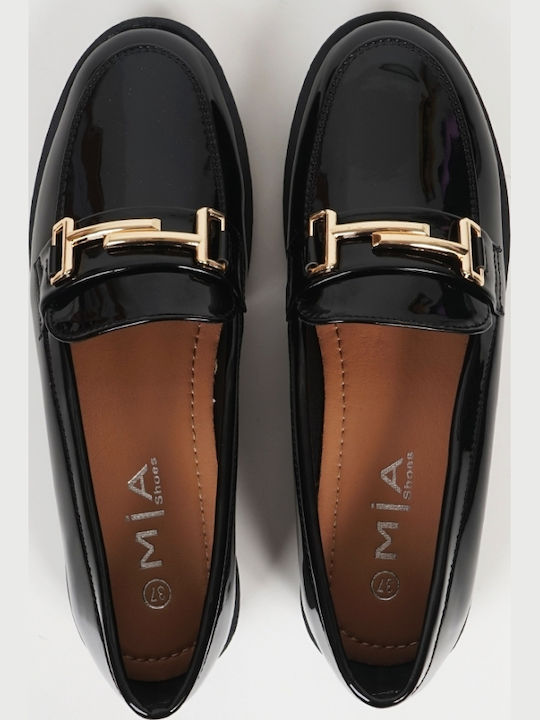 Patent Leather Women's Loafers in Black Color
