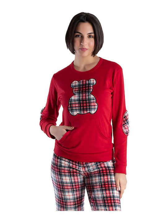 Rachel Winter Women's Cotton Pyjama Top Red