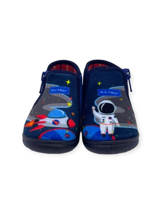 Mini Max Ανατομικές Παιδικές Παντόφλες Μποτάκια Μπλε Geo 3