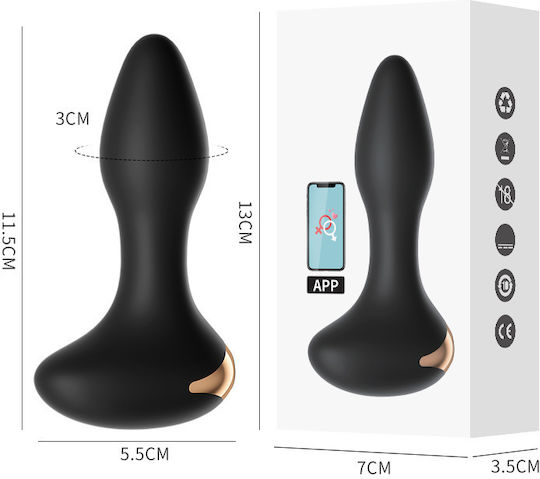 Dragon Anal Plug with Vibration Black 11.5cm
