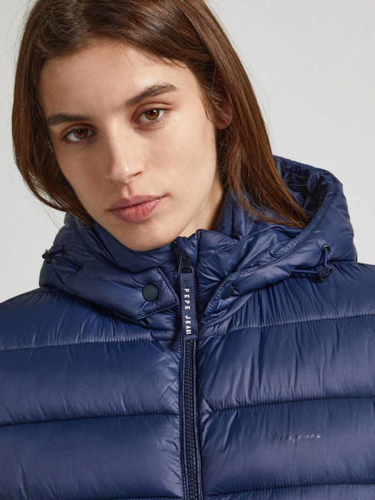 Maddie Women's Long Puffer Jacket for Winter Blue