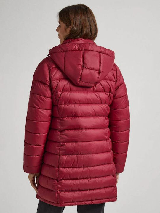 Maddie Women's Long Puffer Jacket for Winter Gray