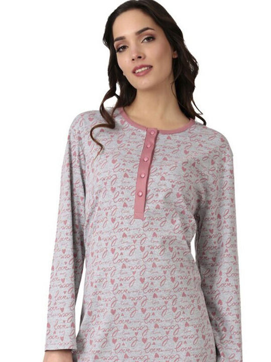 Lydia Creations Winter Women's Nightdress Pink