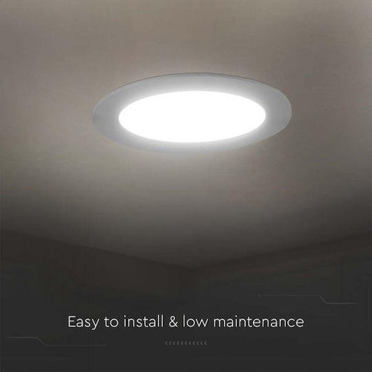 V-TAC Round Recessed LED Panel 24W with Cool White Light 6500K 29.6cm