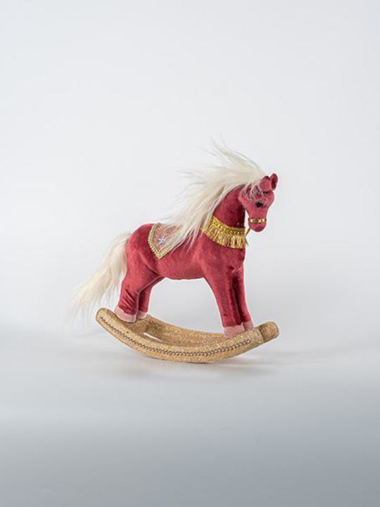 Eurolamp Christmas Fabric Figure Horse Burgundy Height 31cm