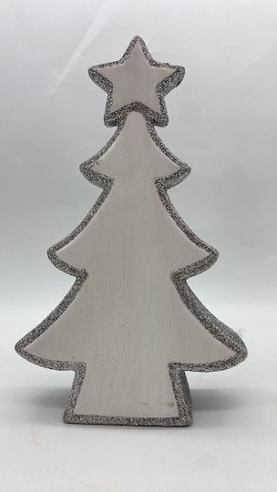 Decorațiune de Crăciun Ceramic Braduleț 30cm. Argintiu