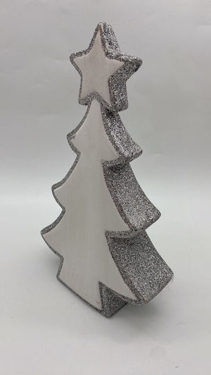 Decorațiune de Crăciun Ceramic Braduleț 30cm. Argintiu