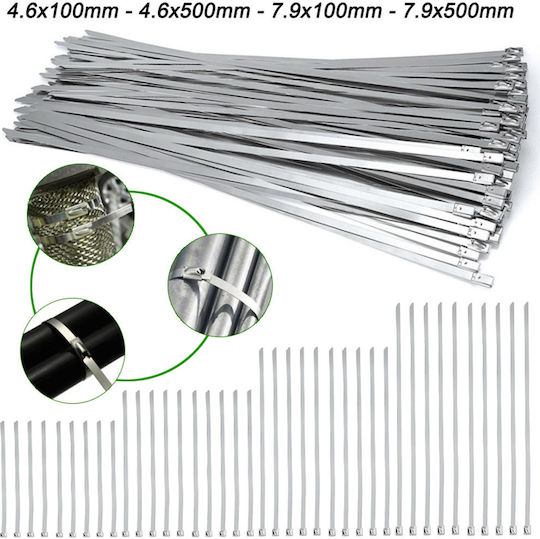 Metallic Cable Ties 300mmx7.9mm In Silver Colour 50pcs 104063