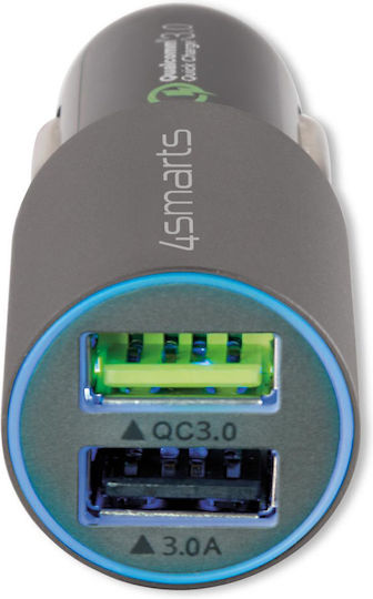 4Smarts Car Charger Gray Rapid with Ports: 2xUSB