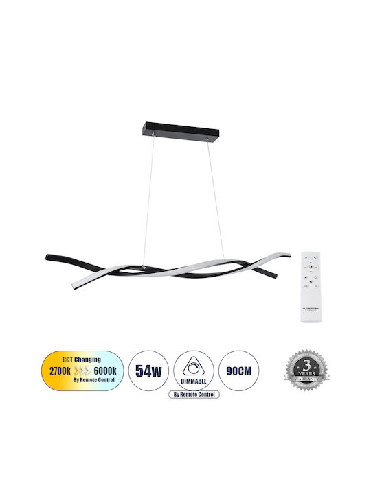 GloboStar Morales Pendant Light Black Rail 90x14x14cm