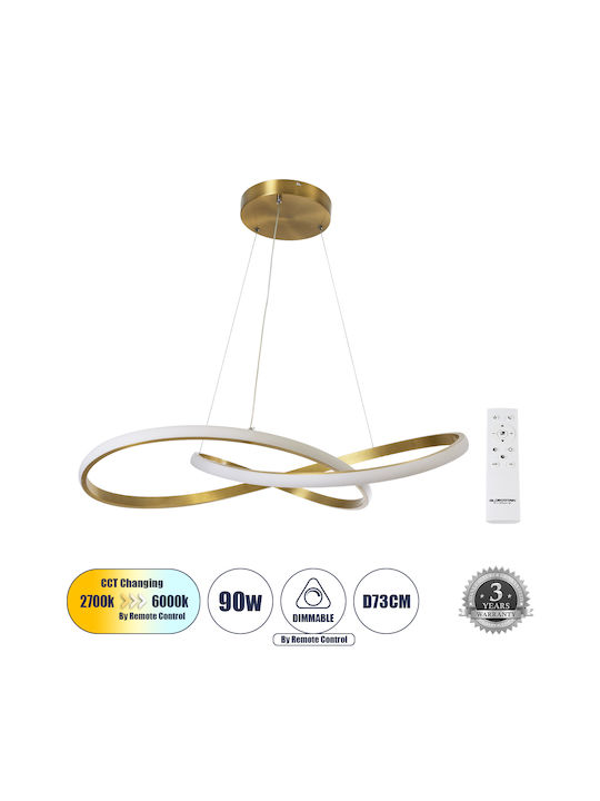 GloboStar Dexter Pendant Light Gold 73x73x16cm