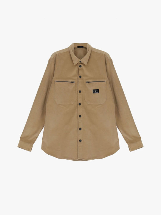 Imperial Italy Herrenhemd Overshirt Langärmelig Cord Beige